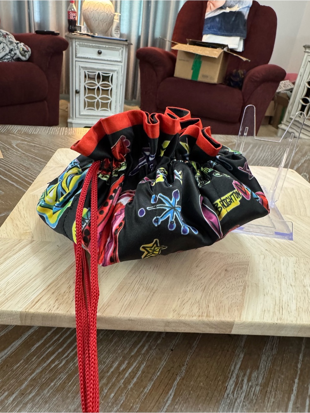 Brighton Love Scribble Jewelry Pouch, featuring a colorful graffiti